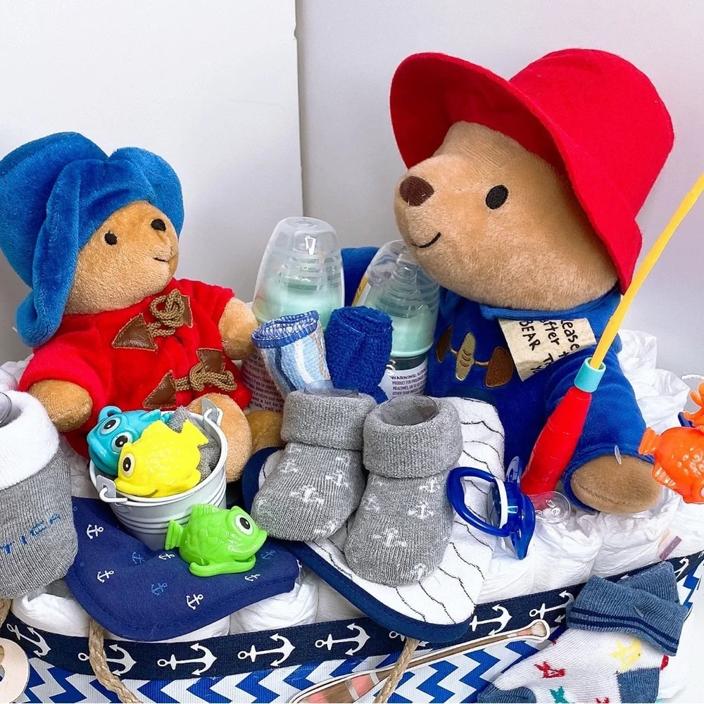 Boat Fisherman Diaper Cake, Twins Diaper Cake